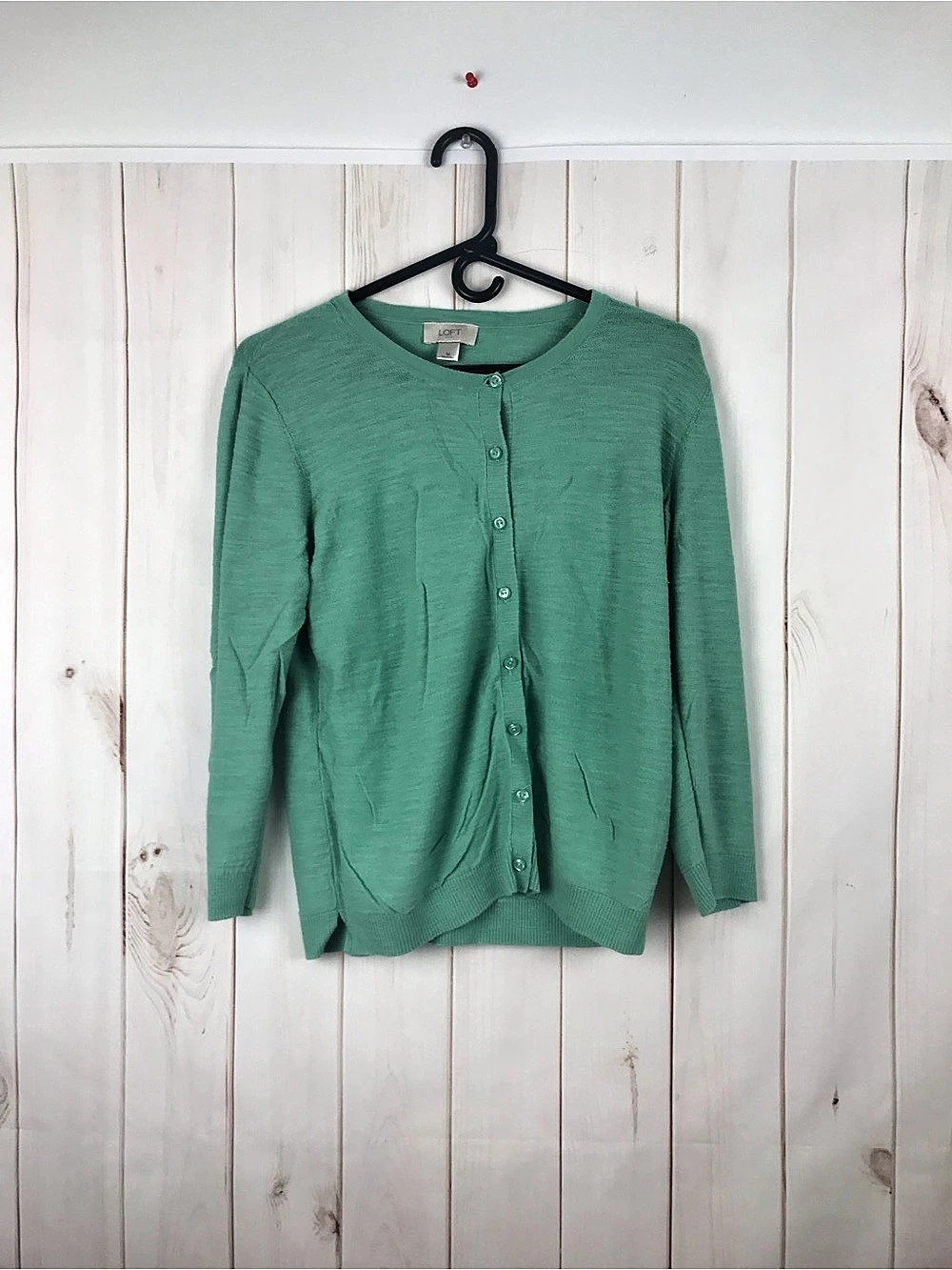 LOFT Outlet Green Button Front Cotton Cardigan Size Medium
